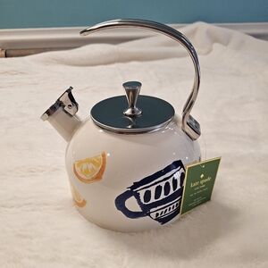 Kate Spade Pretty Pantry White and Blue Teapot with Citrus Design